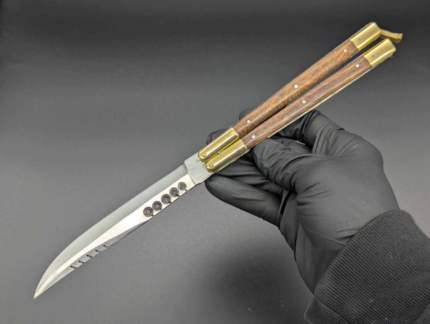 11" FHM Philippines Handmade Slim Narra Wood Balisong Rambo Clip Point