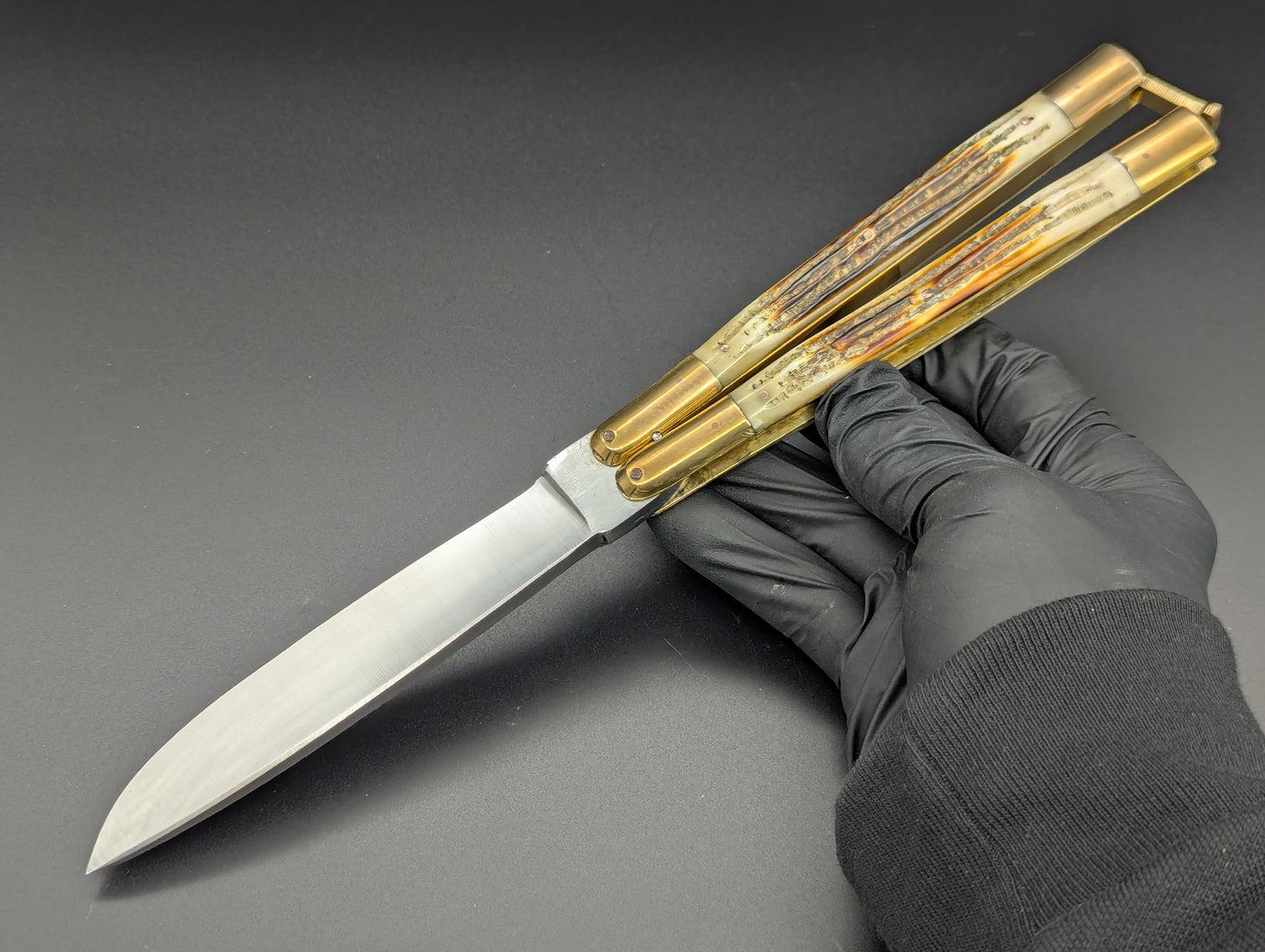 11" JIGGED COWBONE BRASS FHM BALI KNIFE DROP POINT