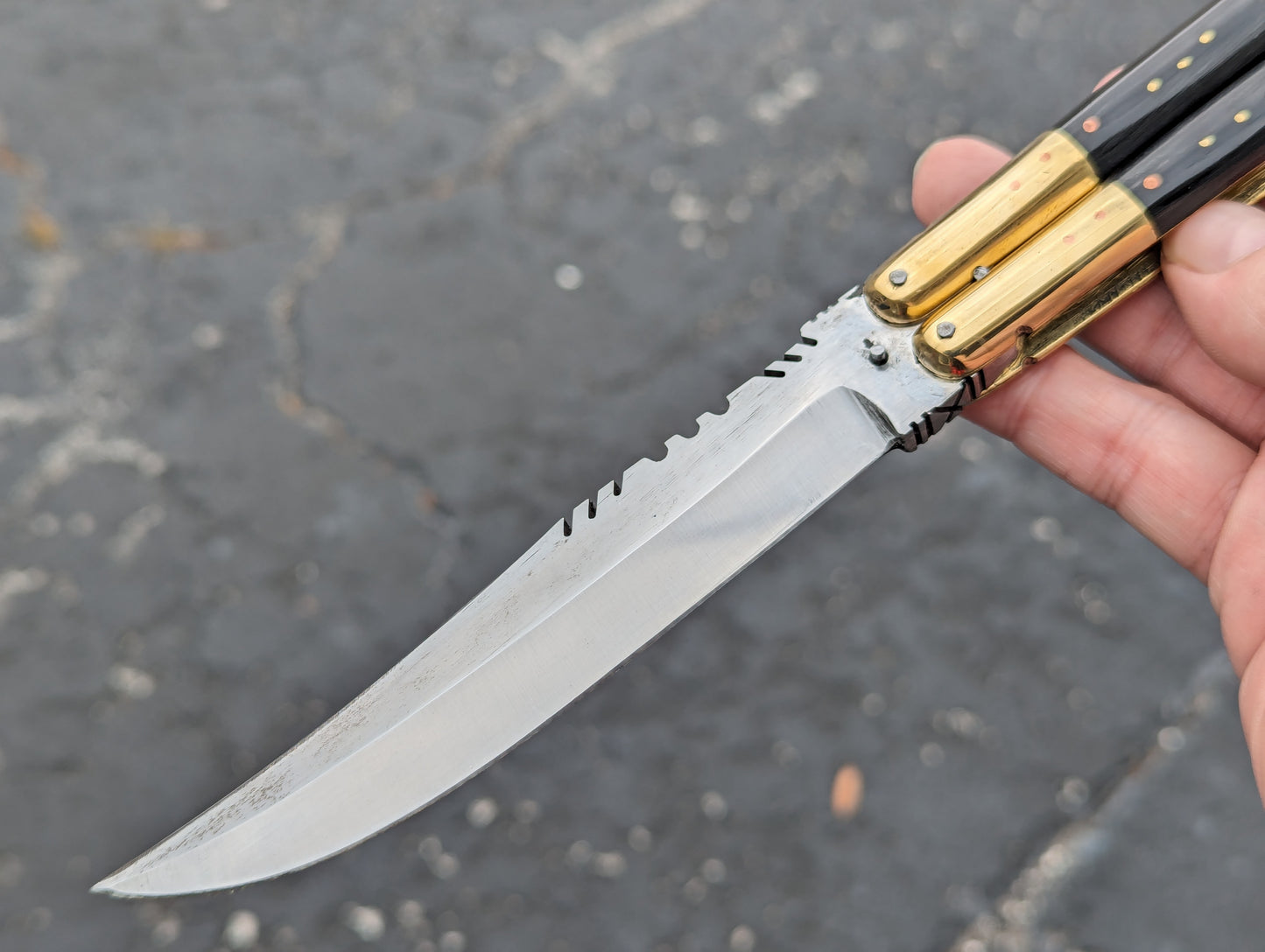 29 CM FHM DOUBLE BLACK HORN BALISONG CLIP POINT