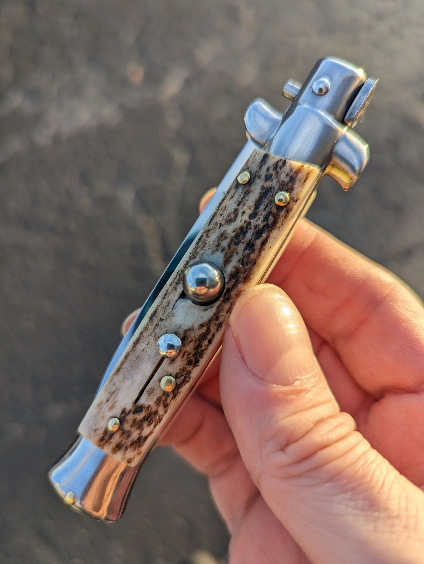 8" OL Stag Horn Flat Grind Handmade Italian Stiletto 2