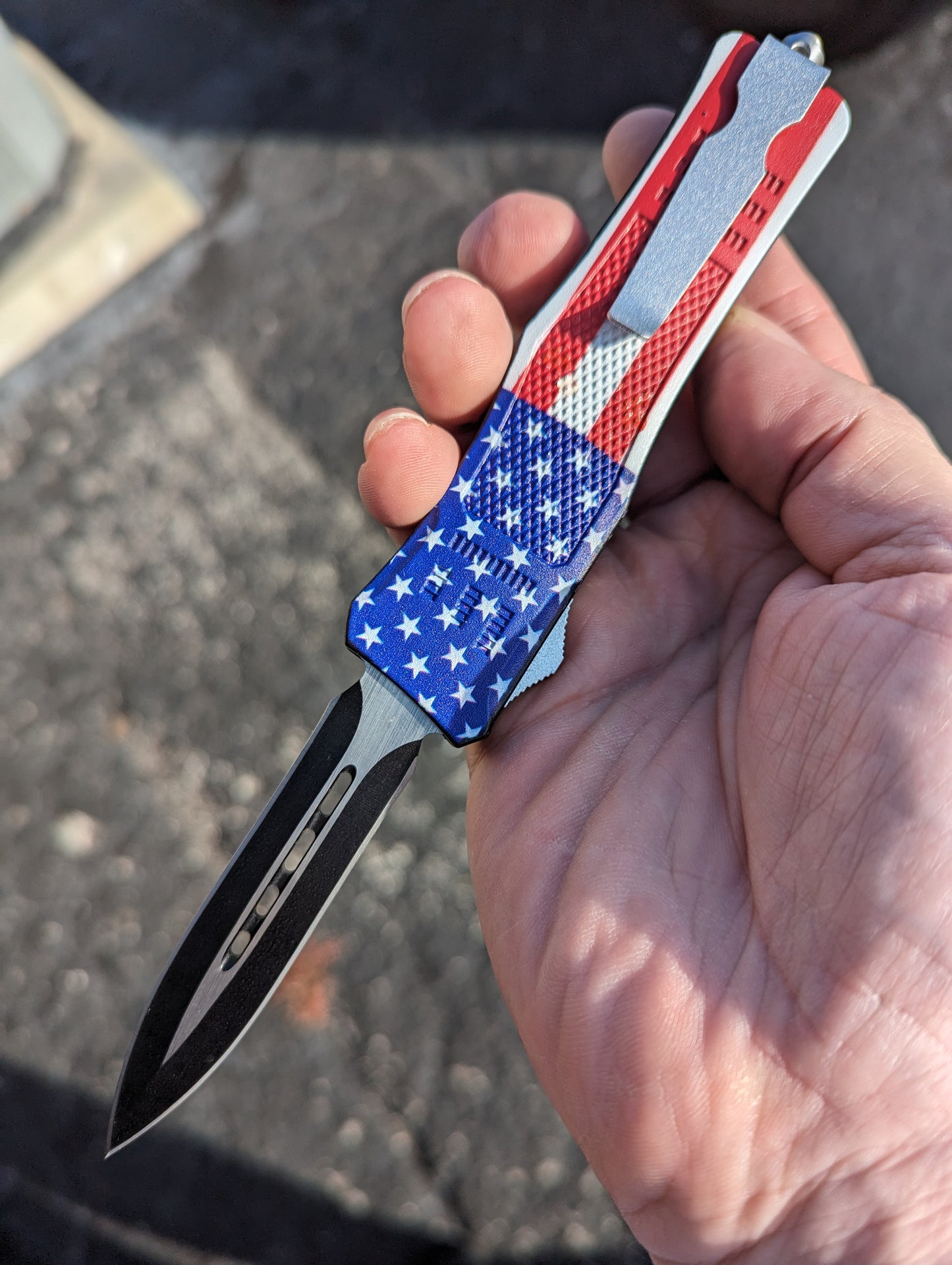 8" American Flag D/E CQB OTF Automatic Knife