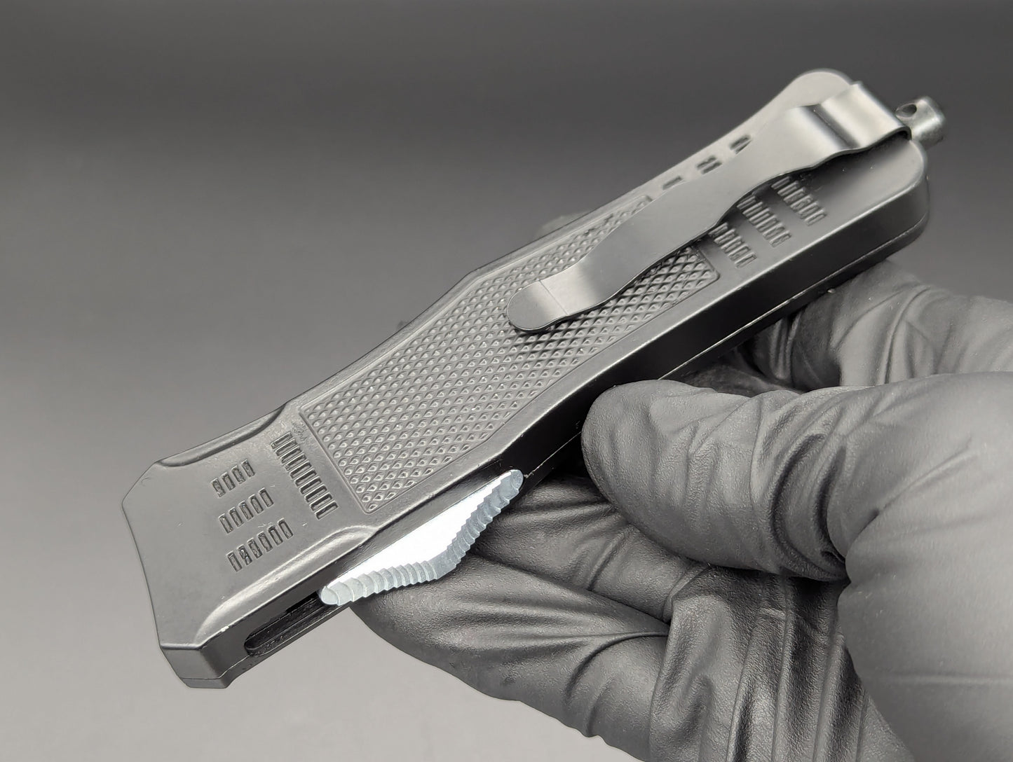 9" 2-Tone Black Drop Point CQC OTF Automatic Knife