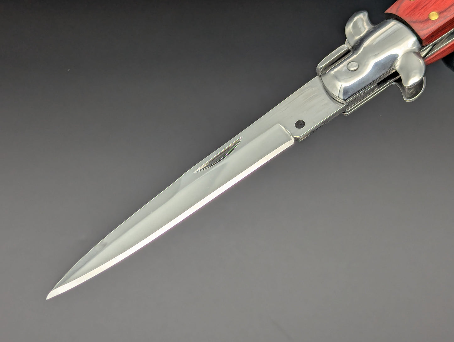 9" RED WOODEN BAYO BLADE ITALIAN STYLE STILETTO
