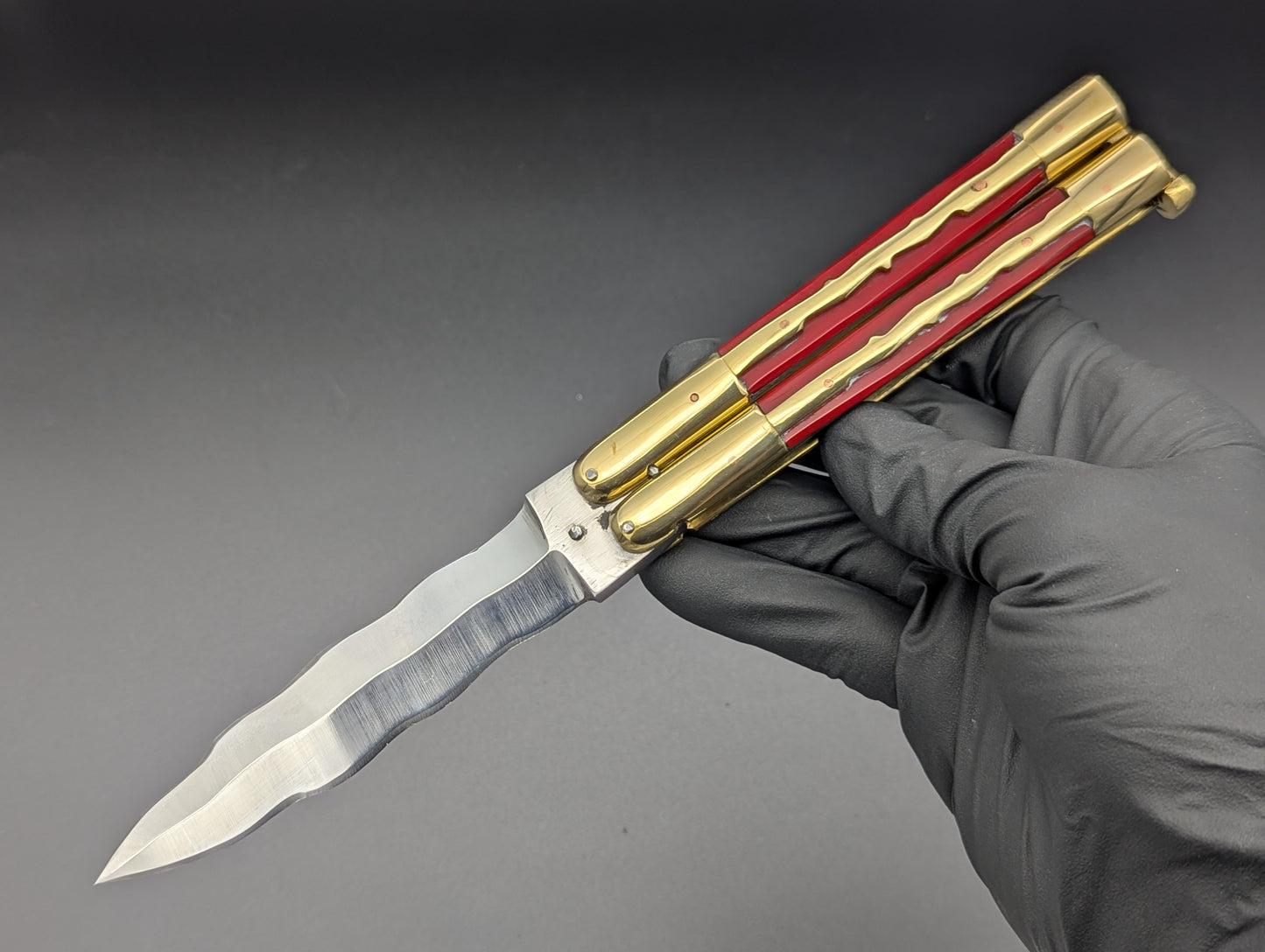 9" KRIS KALAPKUP RED FHM BALISONG KNIFE