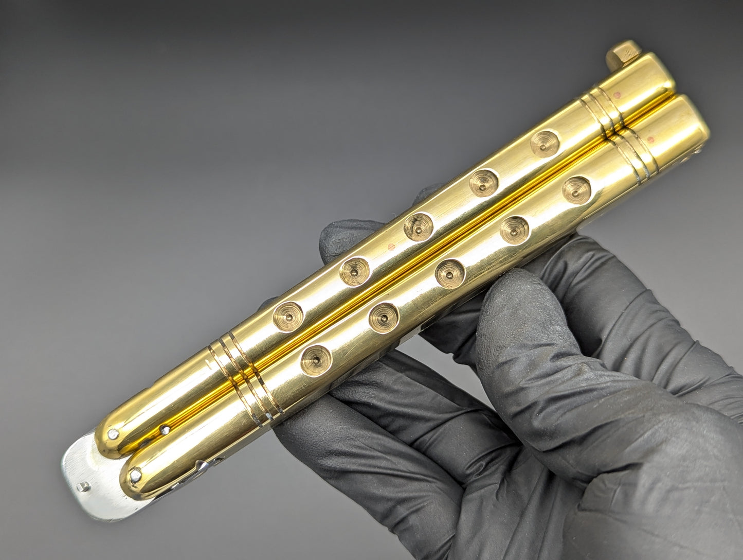 11" 380 GRAM HEAVYWEIGHT FHM BALISONG BRASS/ WHARNCLIFF