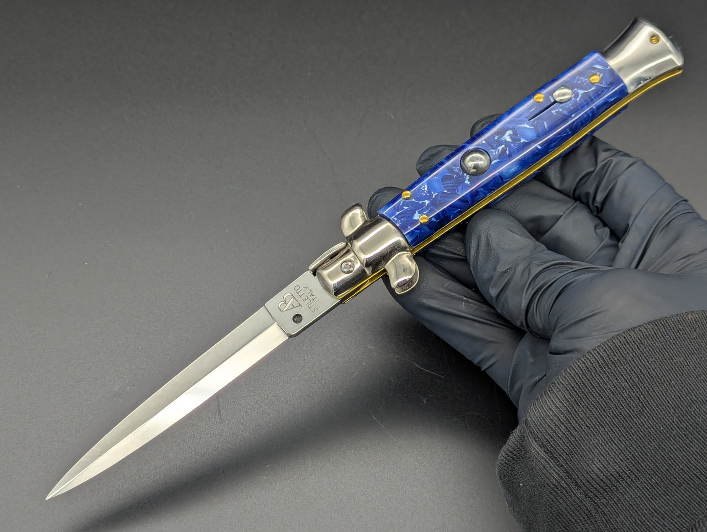 NOS 9" AB ITALY ARMANDO BELTRAME Blue Ice Italian Stiletto