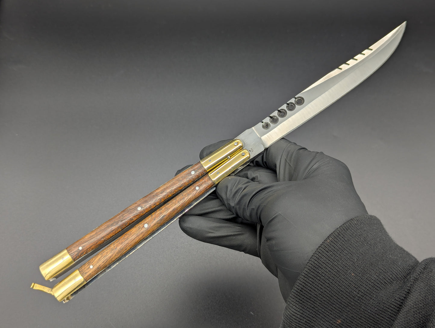 11" FHM Philippines Handmade Slim Narra Wood Balisong Rambo Clip Point