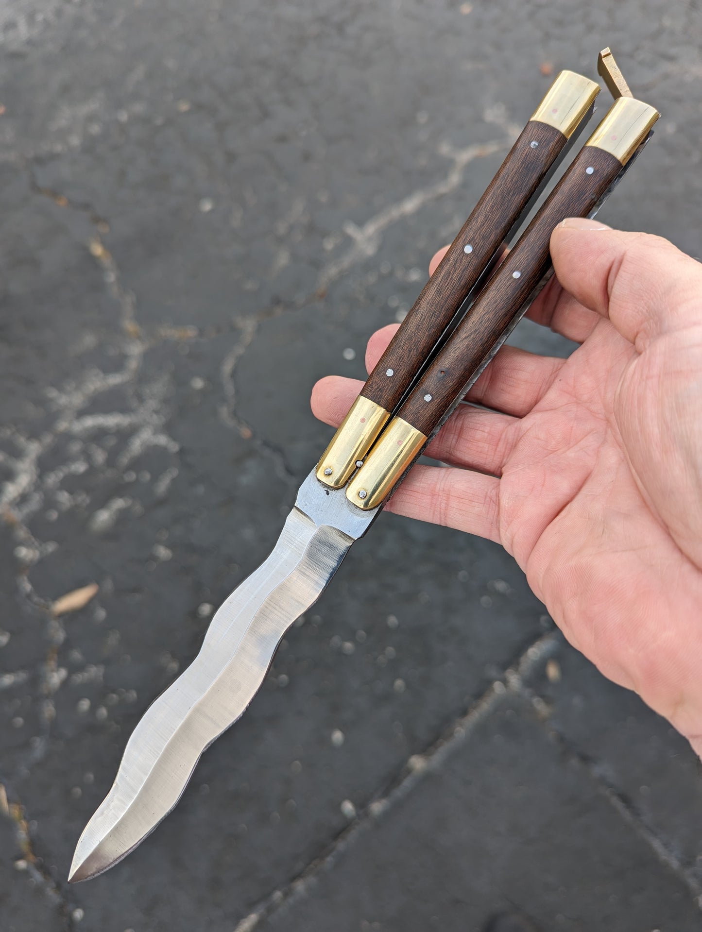 11" FHM Nara Wood & Brass Balisong Kris