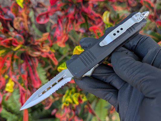 7" Mini Double Edge Serr. D/A OTF Knife