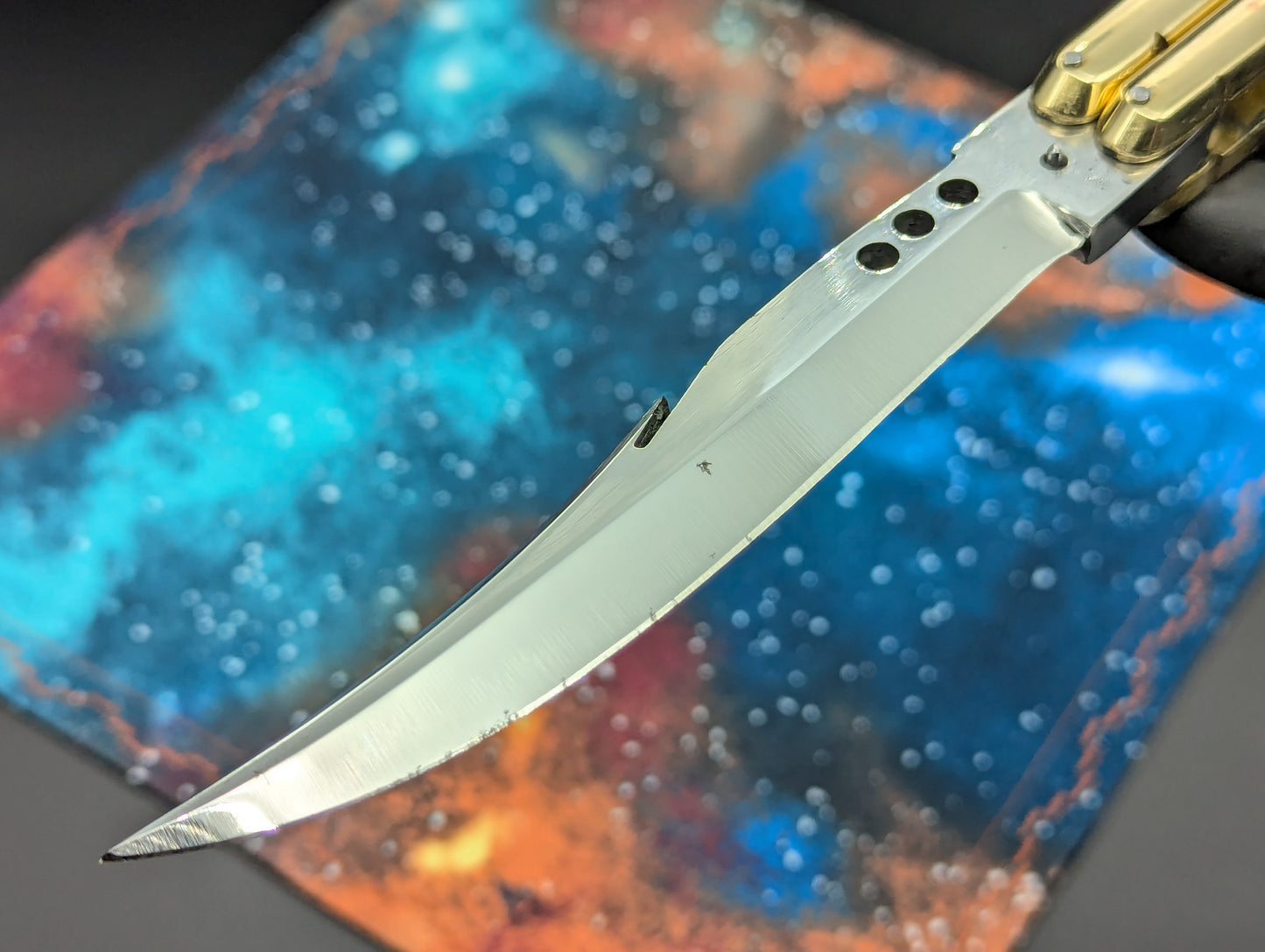 11" Gut Hook Clip Blade Ultra Heavy Brass FHM Balisong