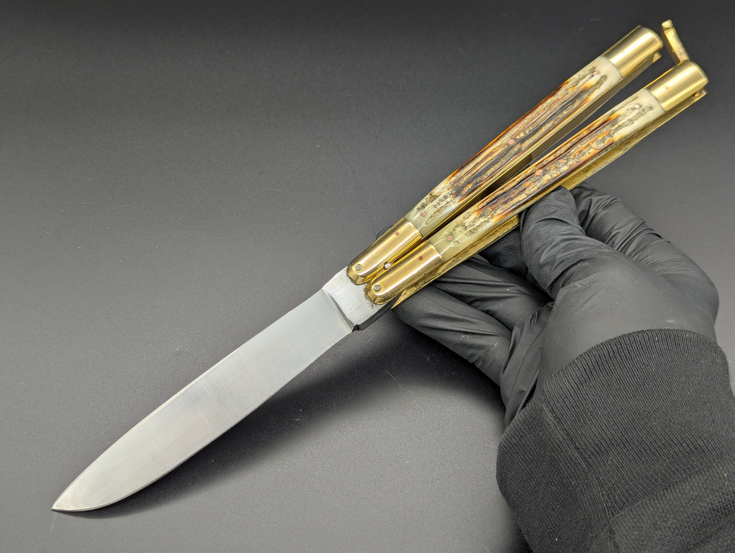 11" JIGGED COWBONE BRASS FHM BALI KNIFE DROP POINT
