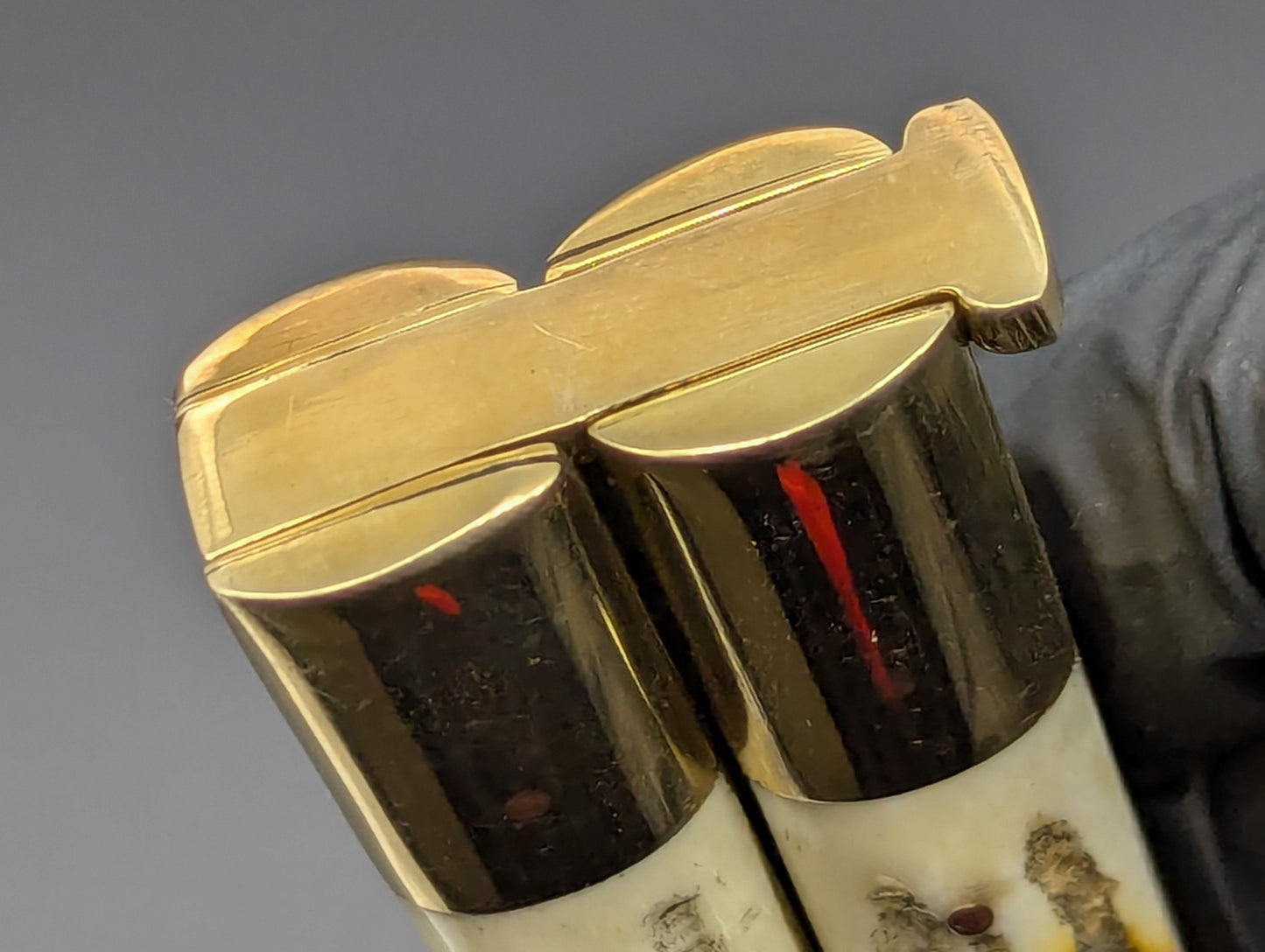 11" JIGGED COWBONE BRASS FHM BALI KNIFE DROP POINT