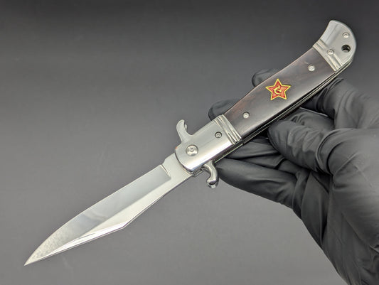 USSR Hidden Release Automatic Knife Dark Wood