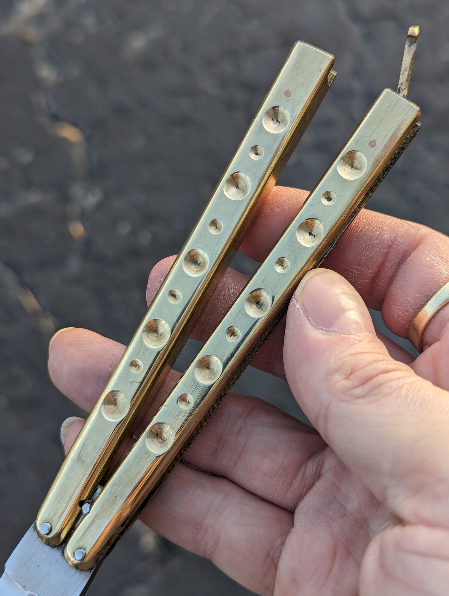 9" Solid Brass Milled FHM Balisong Knife Clip Point