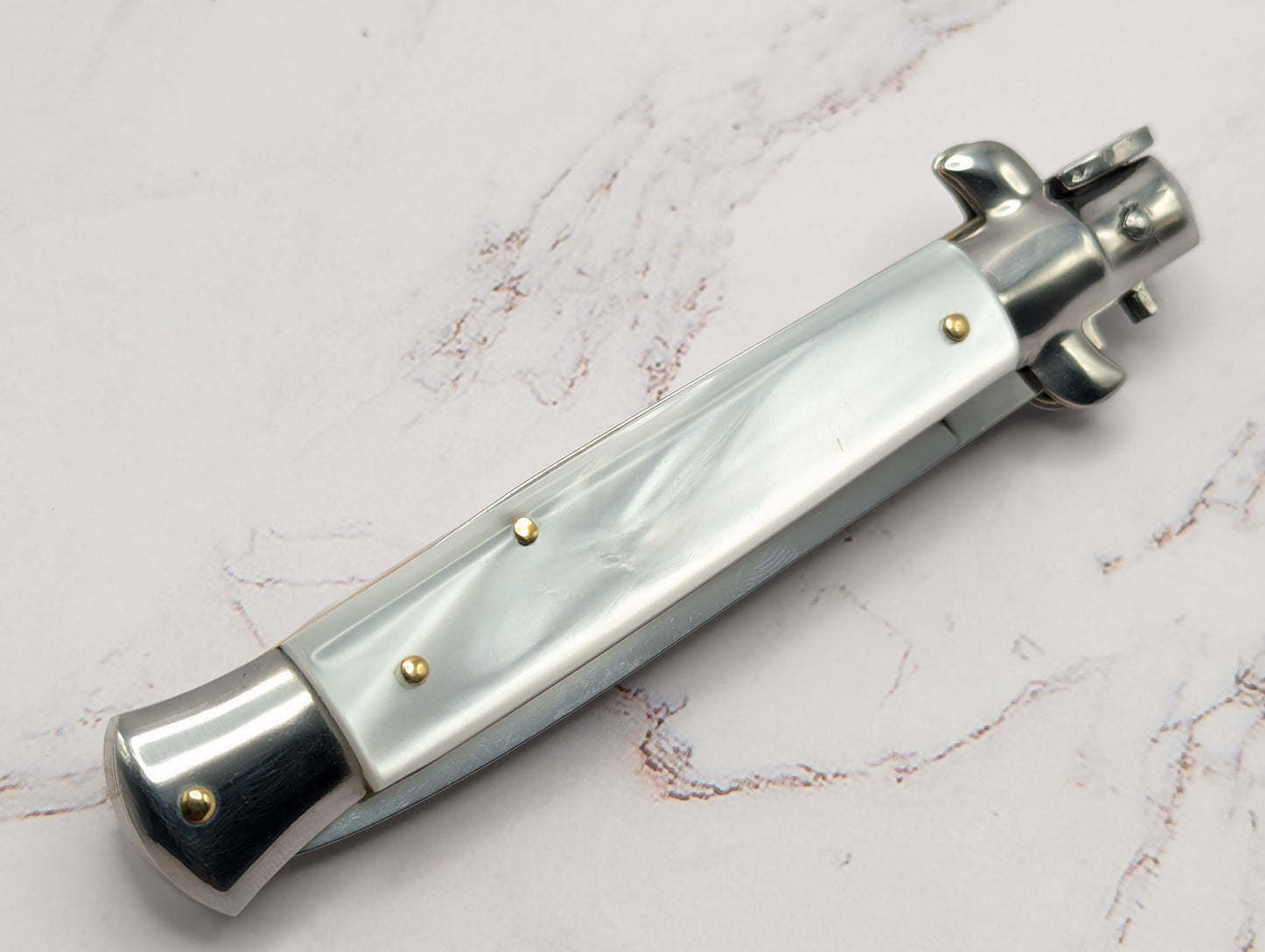 9" Renzo Beltrame Imitation Pearl Flat Grind Italian Stiletto