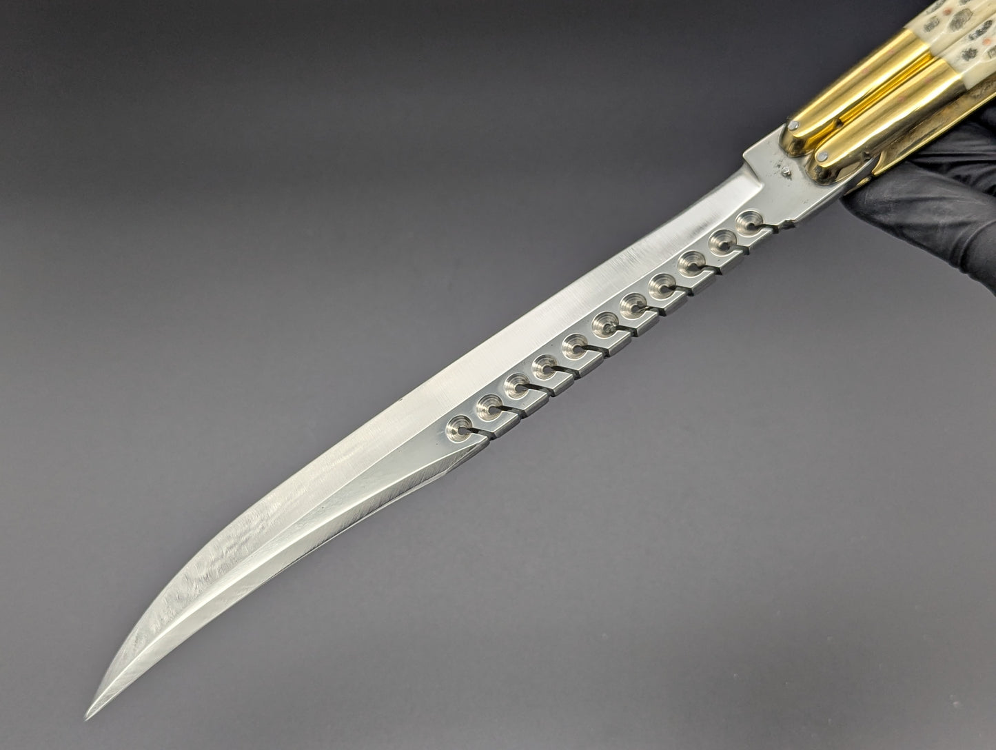 14.25" BUSISI XL BLADE FHM BALISONG RAMBO BONE