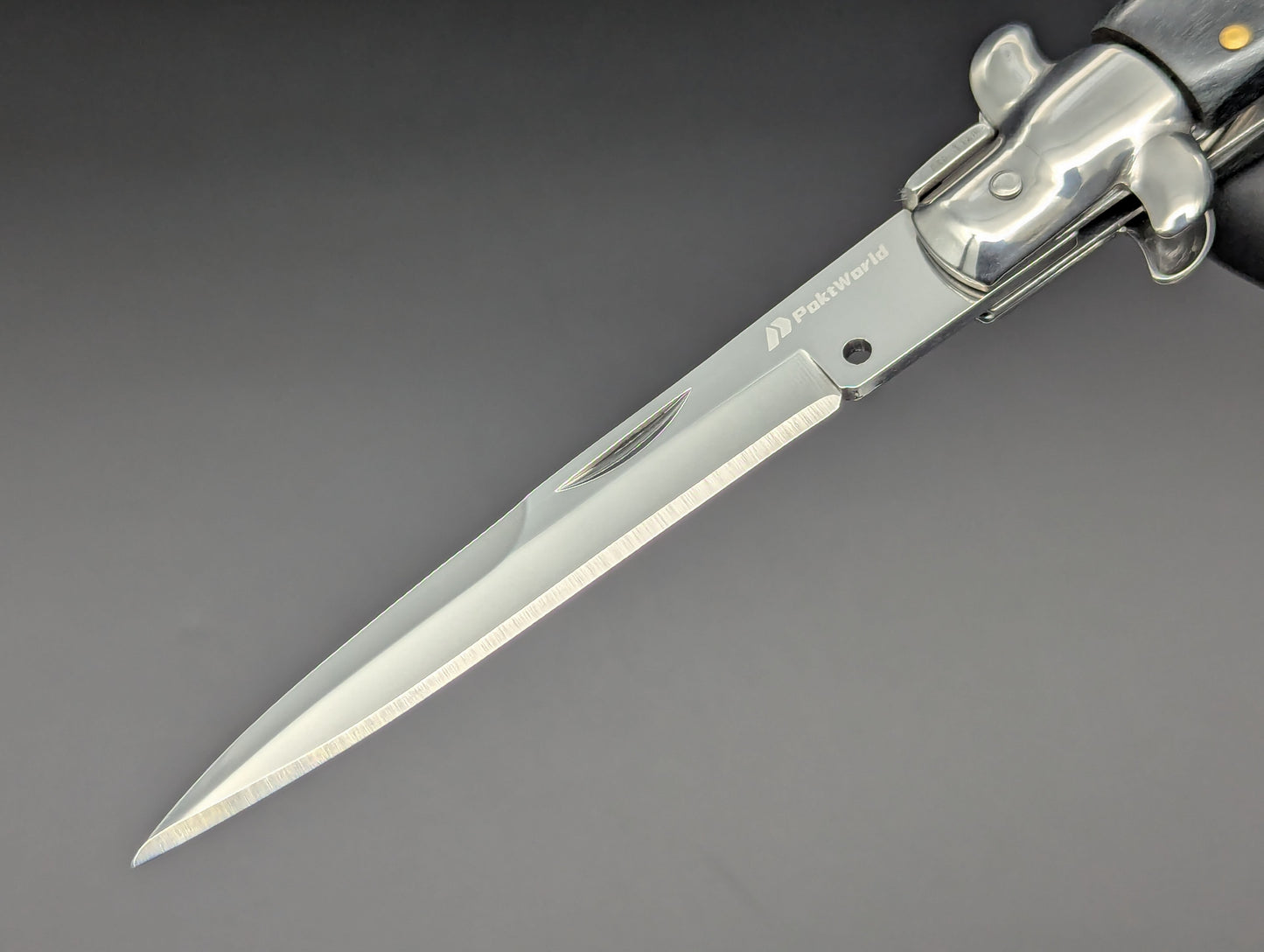 9" BLACK WOODEN BAYO BLADE ITALIAN STYLE STILETTO