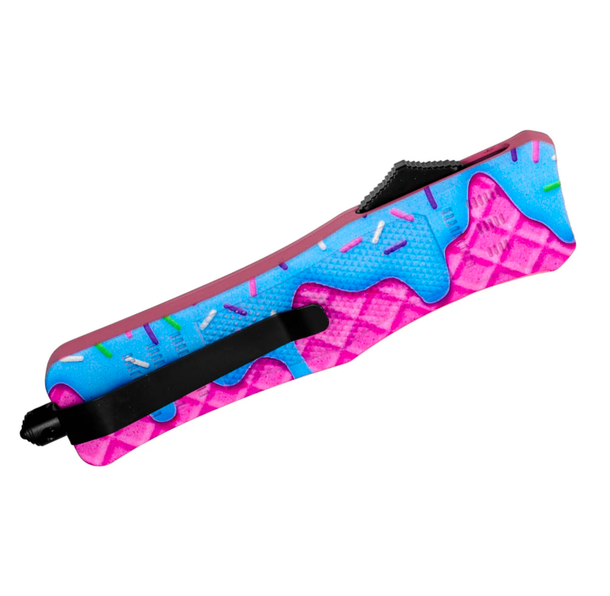 8.25" PINK WAFFLE SPRINKLE ICE CREAM D/A OTF KNIFE