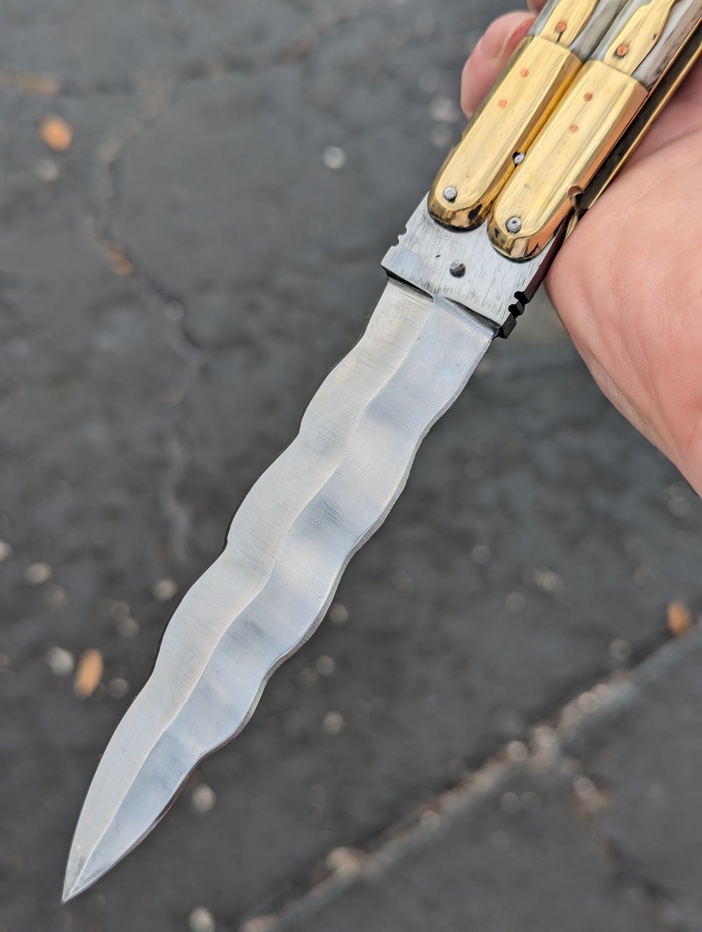 11" TRADITIONAL PHILIPPINES KALUPKOP BONE & BRASS BALISONG KRIS #1