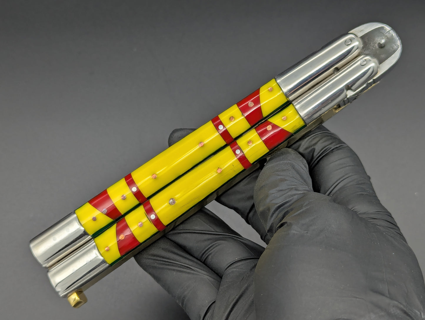 29cm 256g FIESTA STRAIGHT RAZOR FHM BALISONG YELLOW/ RED