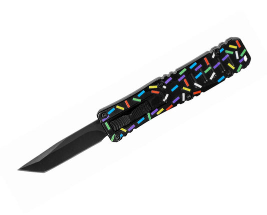 BLACK SPRINKLED FIRECRACKER 2.0 D/A OTF KNIFE