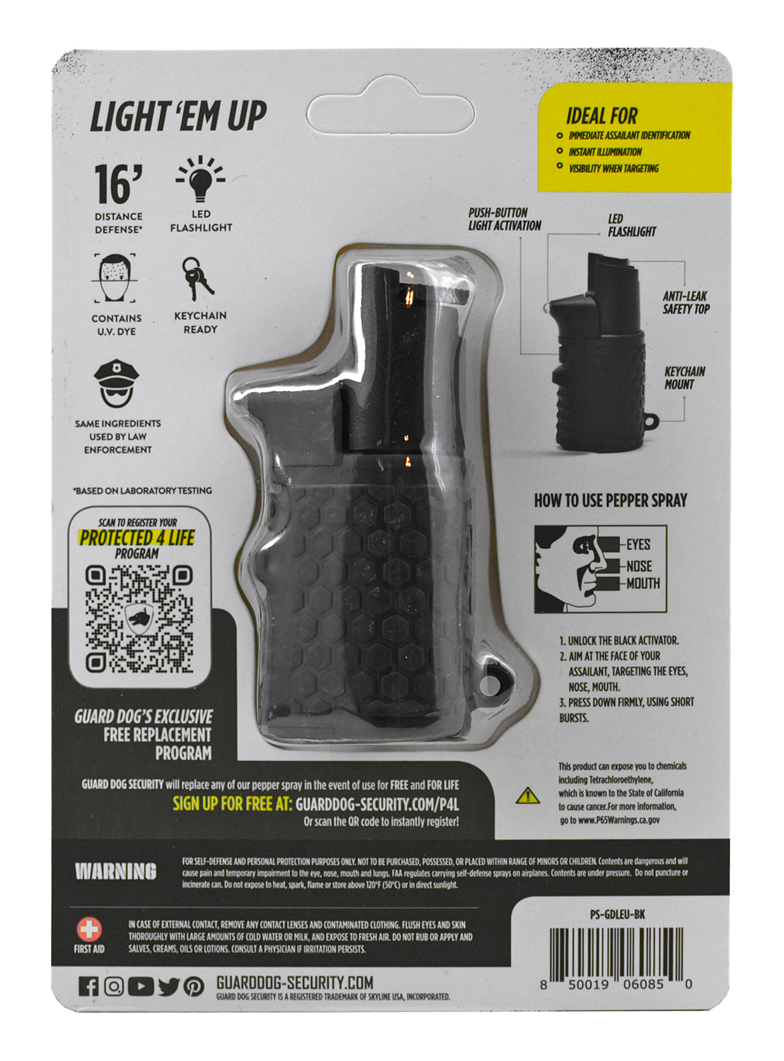 Guard Dog Light Em Up Pepper Spray Black