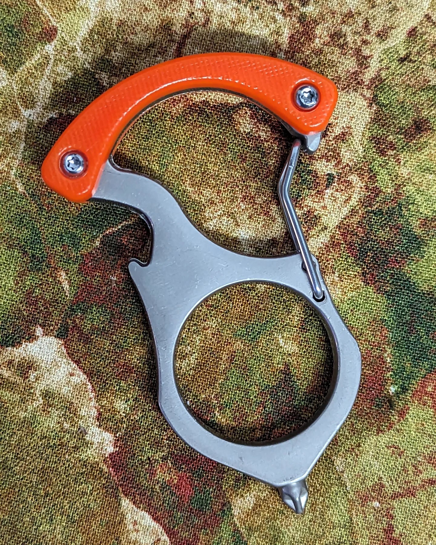 ORANGE G-10 STAINLESS CARABINER SFK GLASS BREAKER KEYRING