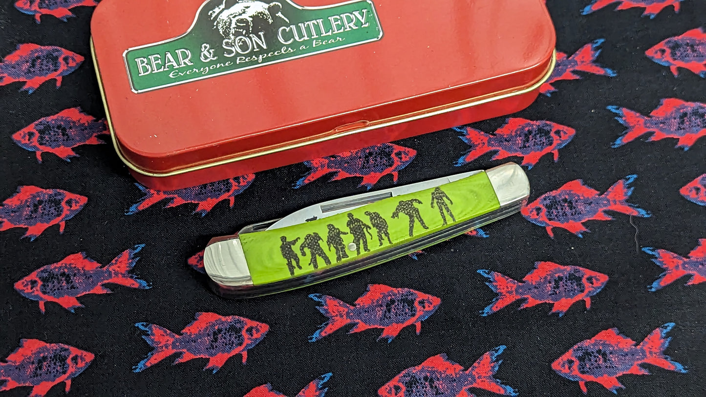 2013 BEAR & SON CUTLERY/ RED HILL EXCLUSIVE CUSTOM 25 PC LTD EDITION "ZOMBIE SPIKE"