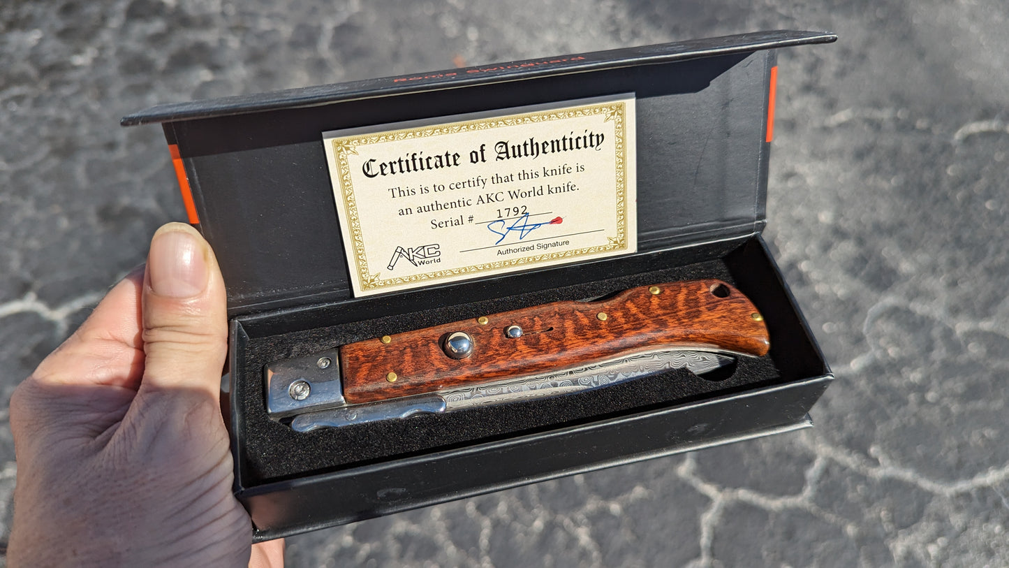 AKC WORLD 11" ROMA DAMASCUS SNAKEWOOD SWINGUARD