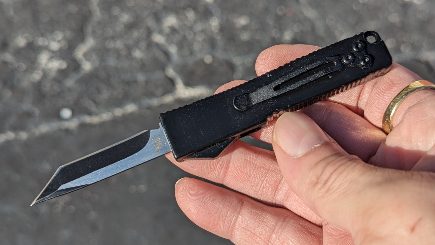 BLACK FIRECRACKER MINI D/A OTF KNIFE w/ TANTO