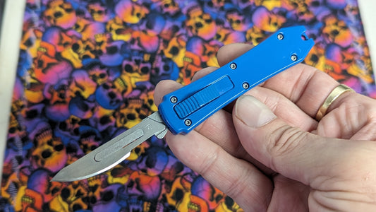 BLUE MINI COFFIN SCALPEL OTF KNIFE