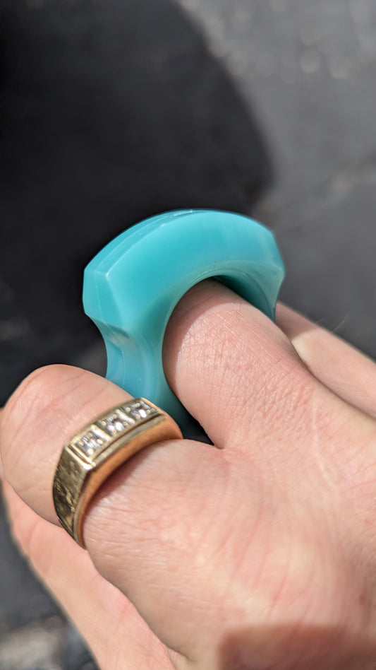 GLOW IN DARK BLUE RESIN "SFK" SINGLE FINGER KNUCKLE DUSTER