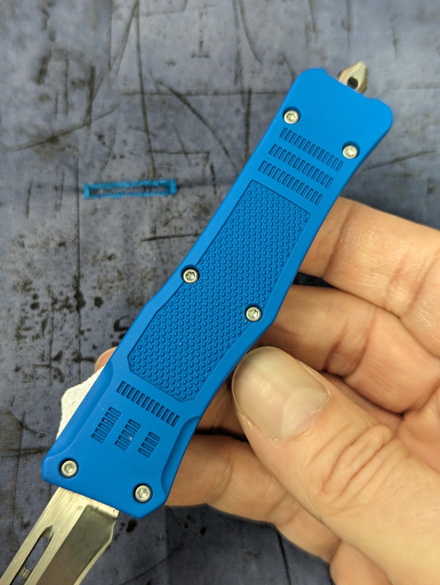 7" Mini Modified Tanto CQB OTF Automatic Knife Blue