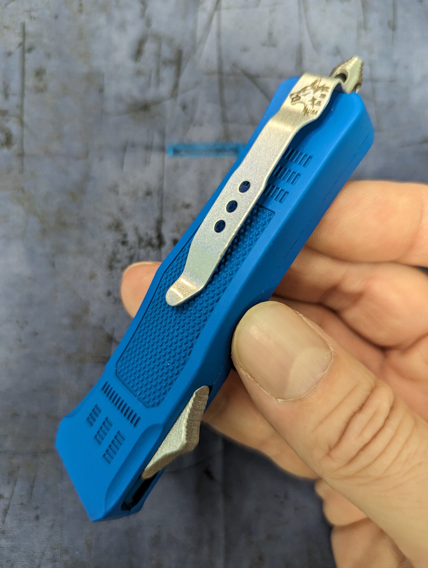 7" Mini Modified Tanto CQB OTF Automatic Knife Blue