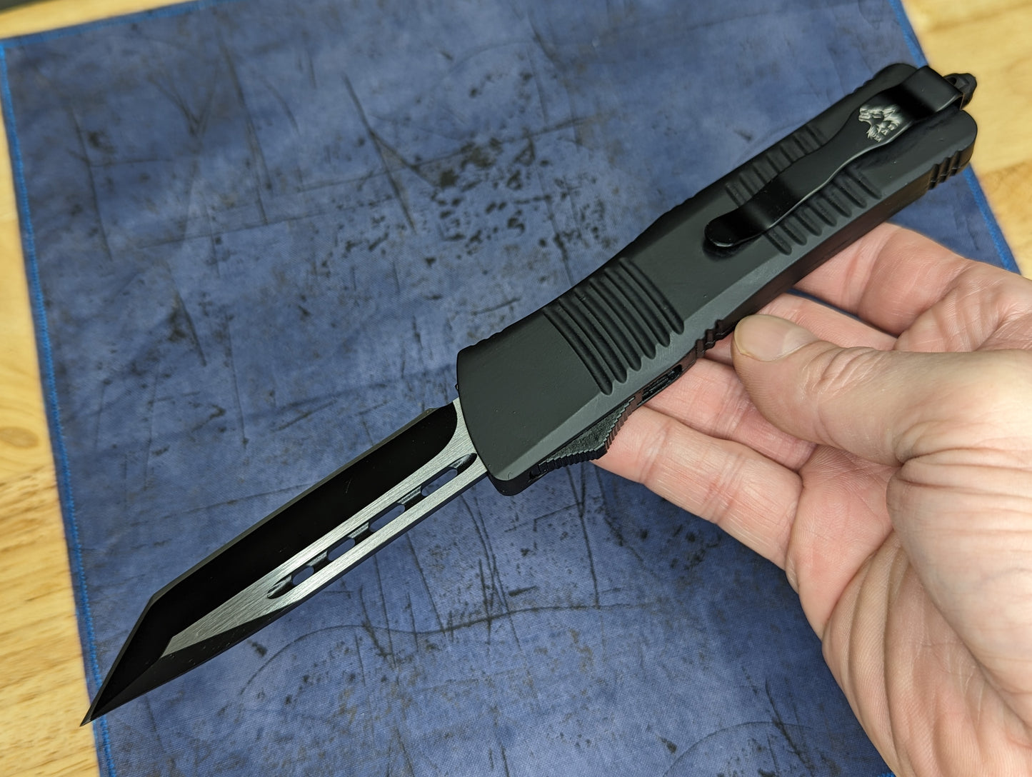 9.5" XL BLACK TACTICAL TANTO OTF AUTOMATIC KNIFE