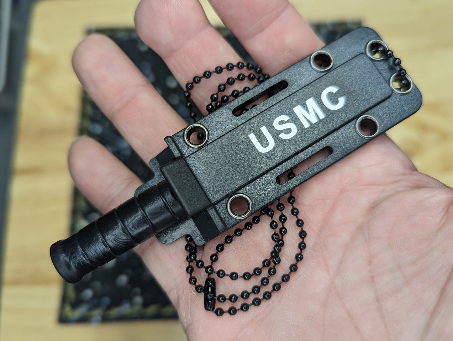 Mini USMC Neck Knife w/ Sheath & Chain