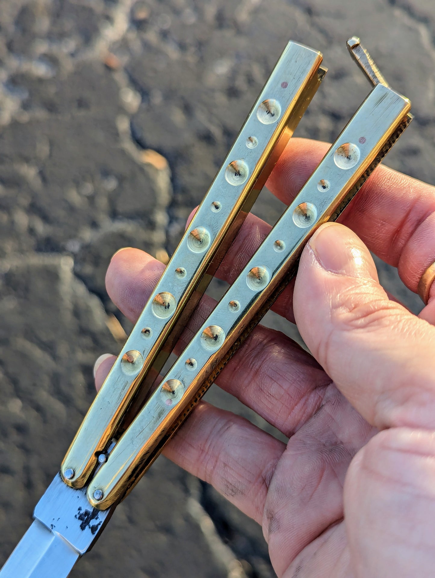 9" Solid Brass Milled FHM Balisong Knife Dagger