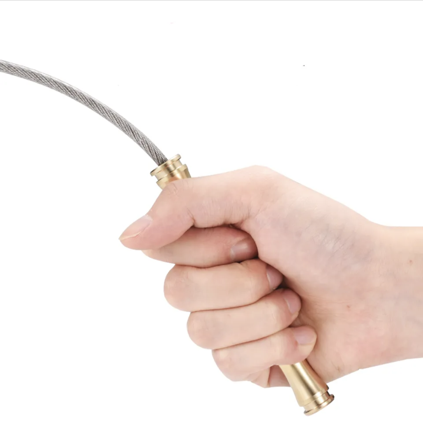 30" BRASS HANDLE STEEL CABLE WHIP