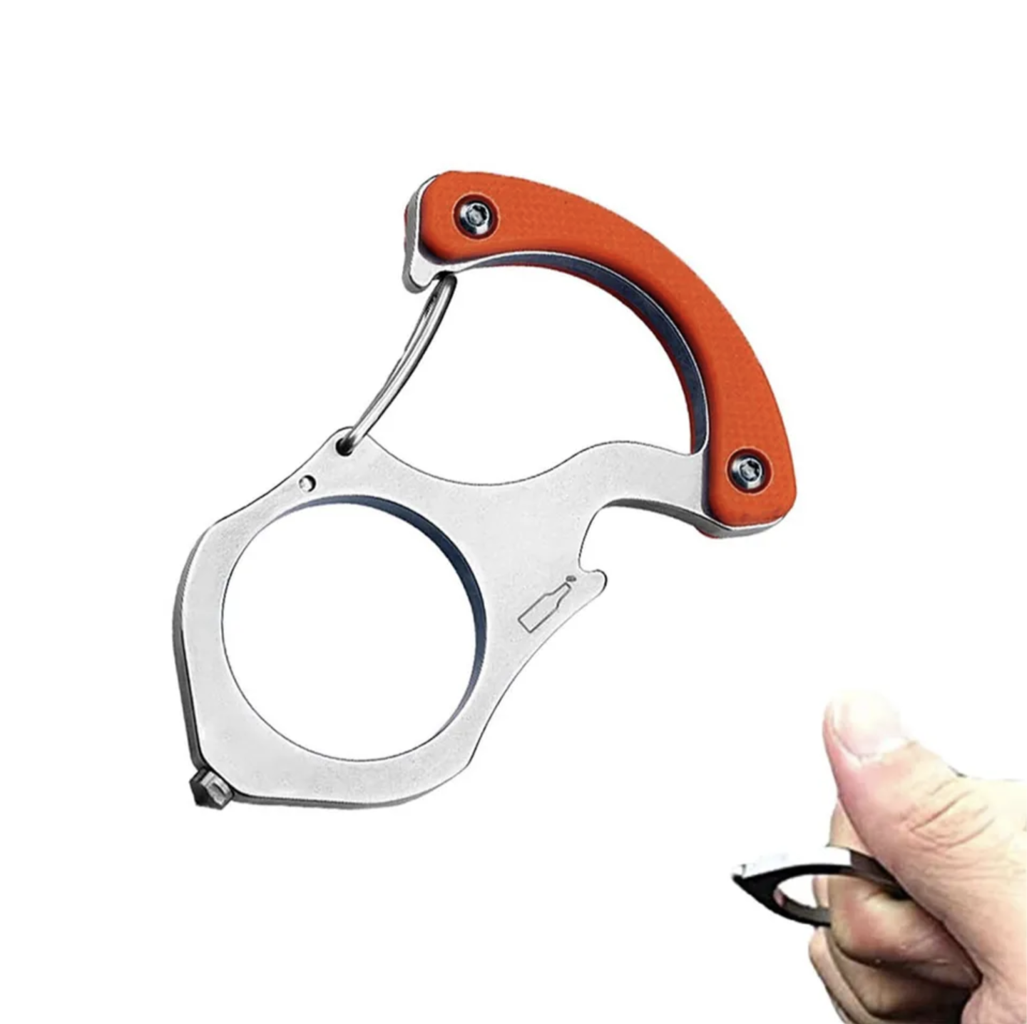 ORANGE G-10 STAINLESS CARABINER SFK GLASS BREAKER KEYRING