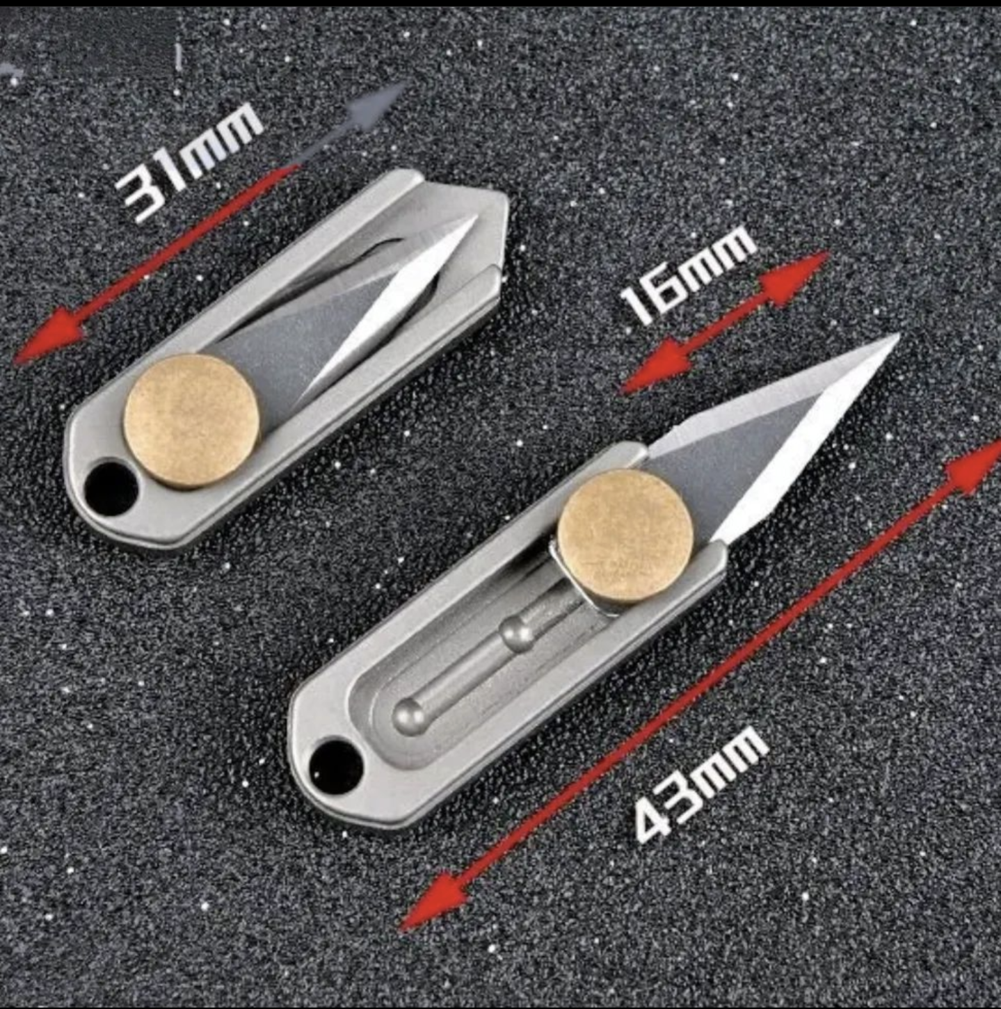 Mini Titanium & Brass Keyring Razor – LIGHTNING OTF KNIVES