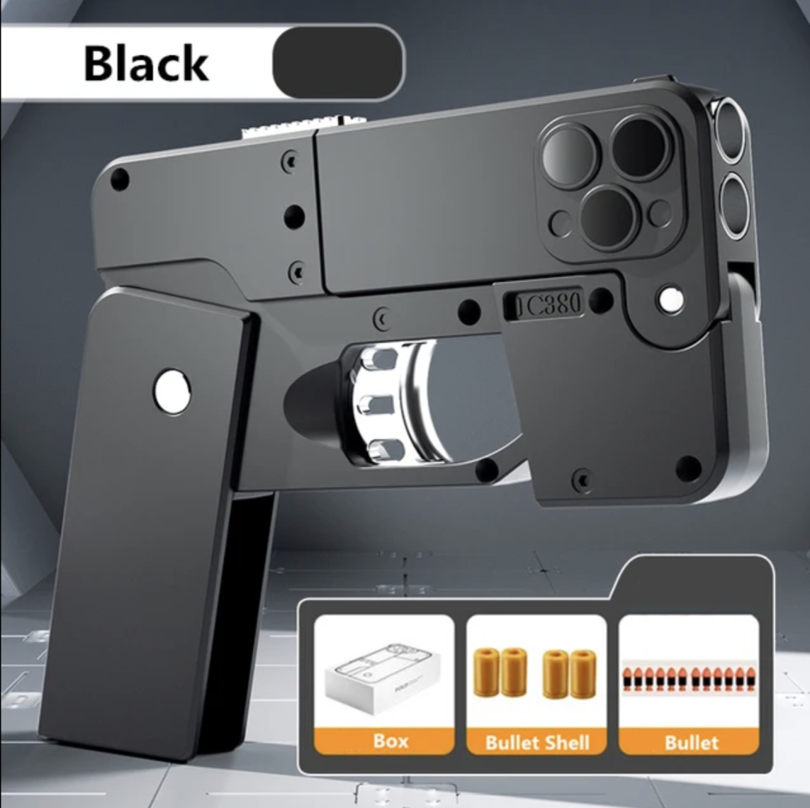 Black Folding Toy Cell Phone Soft Bullet Launcher