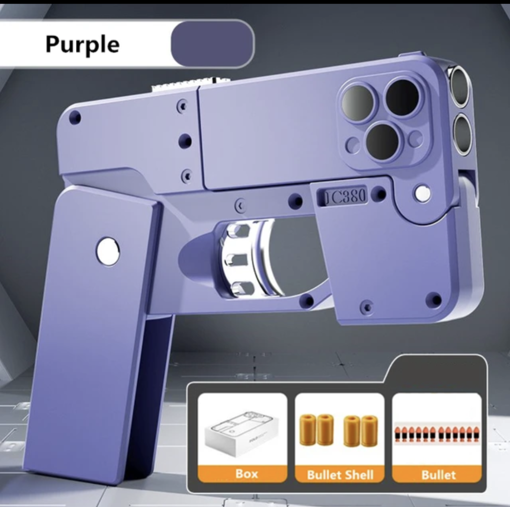 Purple Folding Toy Cell Phone Soft Bullet Launcher