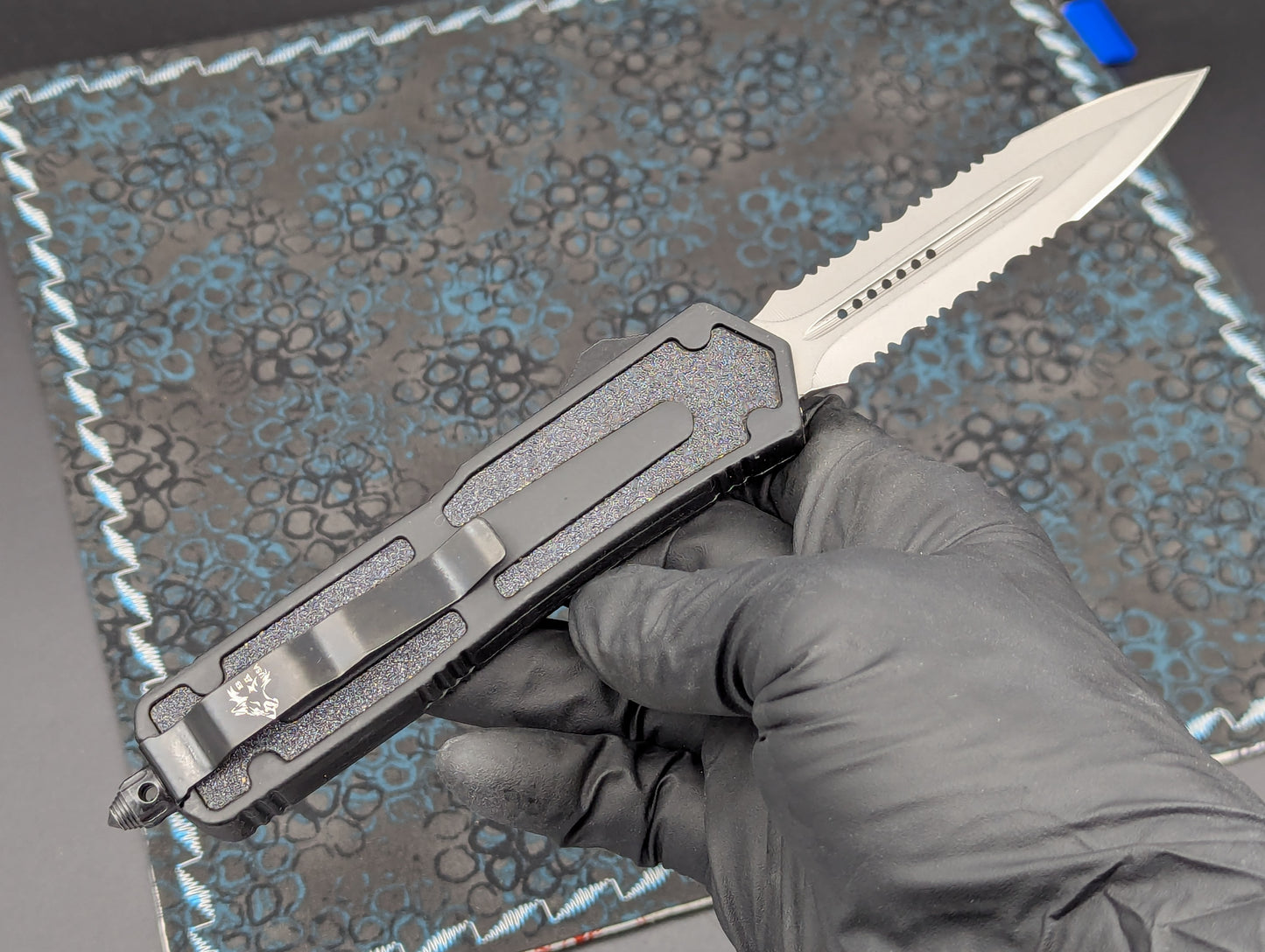8.5" DOUBLE SERRATED TACTICAL D/A OTF KNIFE