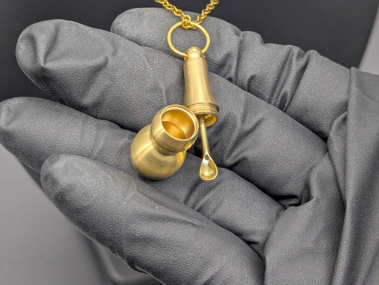 22" Gold Magic Powder Urn Mini Spoon & Screw Top Jar EDC Necklace