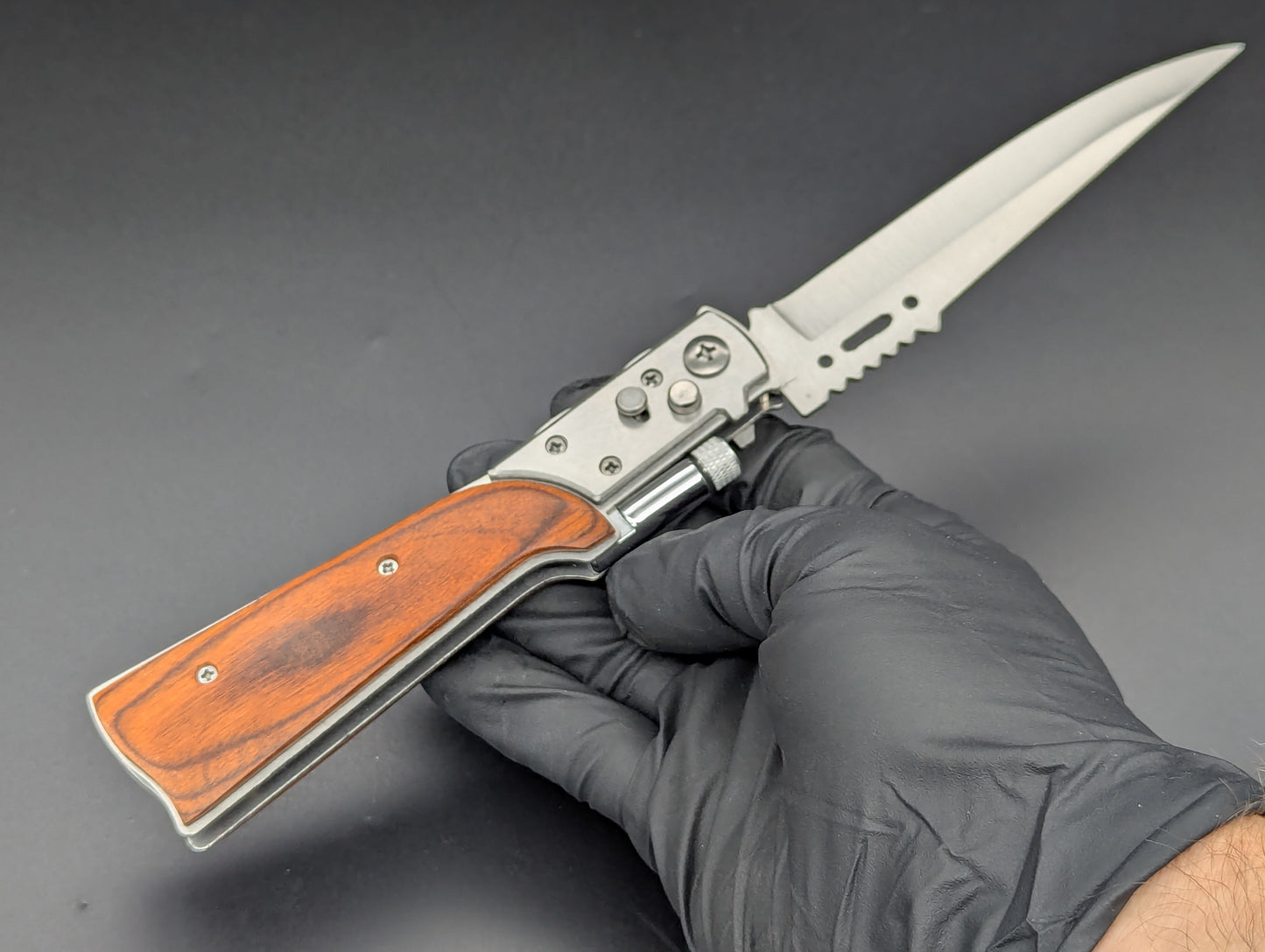 XL RIFLE FLASHLIGHT AUTOMATIC KNIFE ROSEWOOD