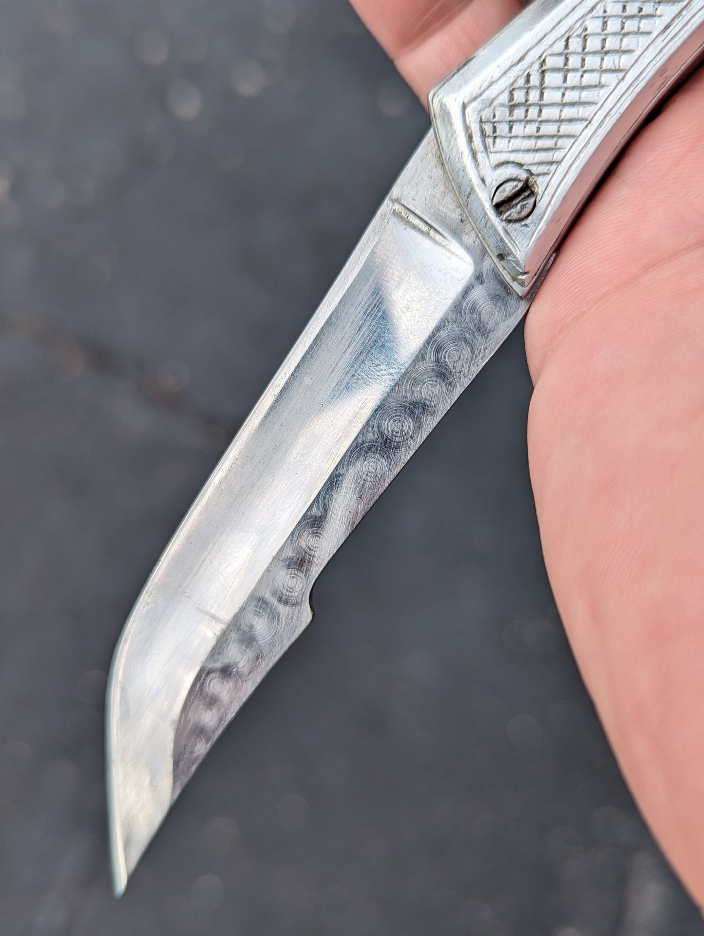 Engraved "Roman" Stainless Russian Prison Made Automatic Knife