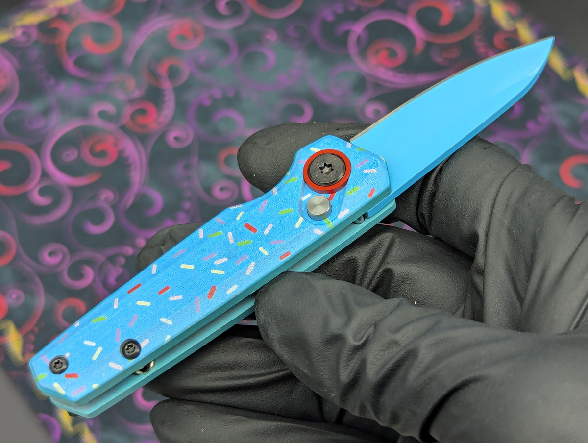 BLUE SPRINKLE DONUT CALI LEGAL SWITCHBLADE KNIFE