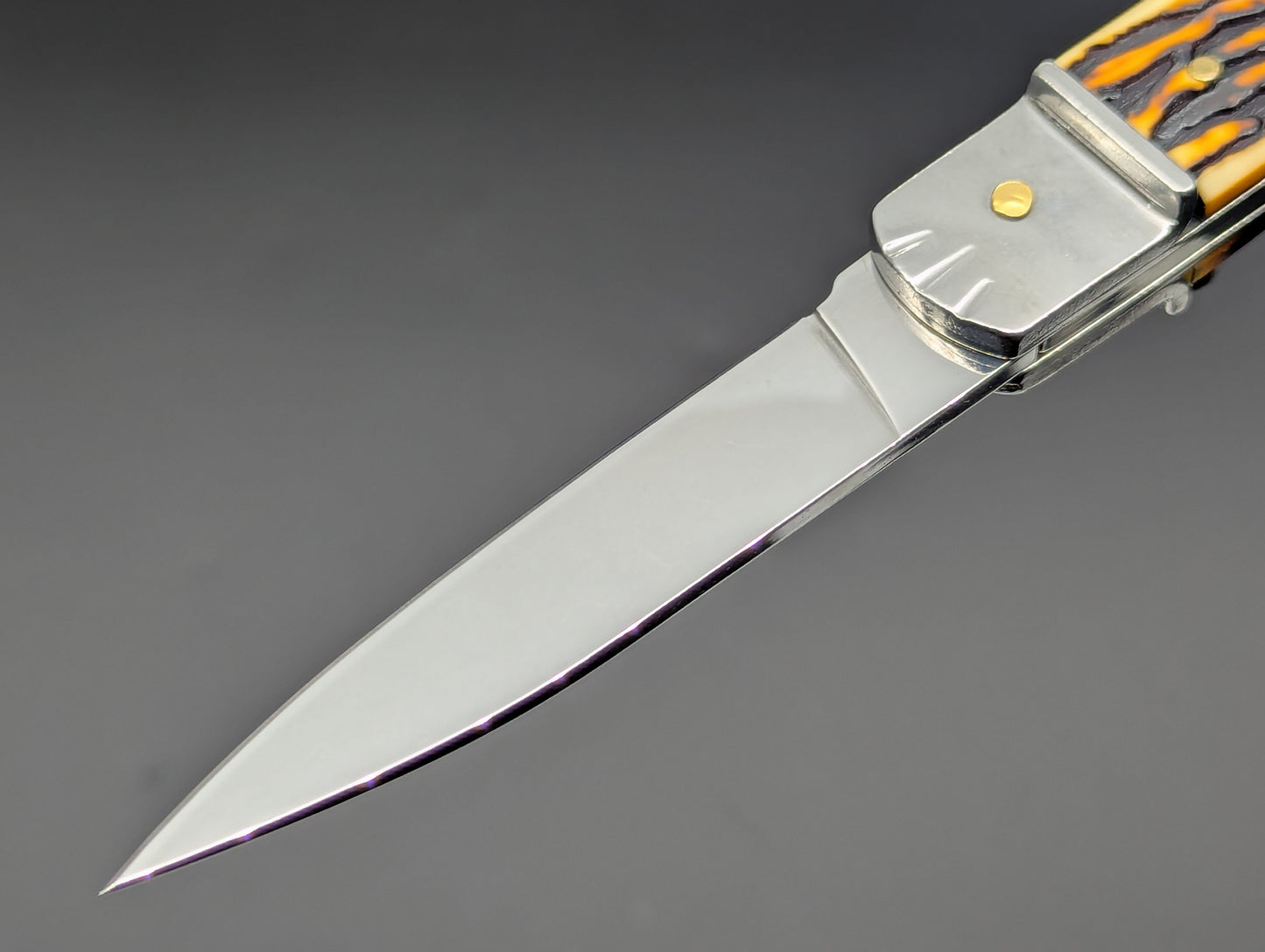 FAUX STAG 7.5" LEVERLOCK SWITCHBLADE KNIFE