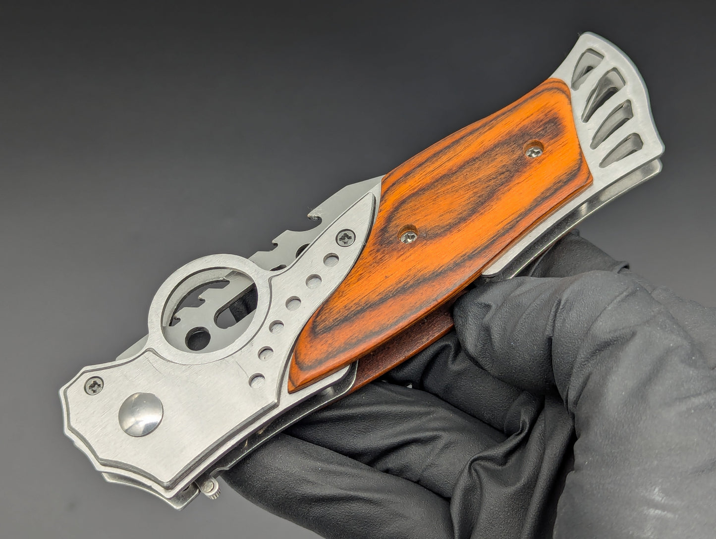 9.5" ROSEWOOD CIGAR CUTTER AUTOMATIC OPENING KNIFE