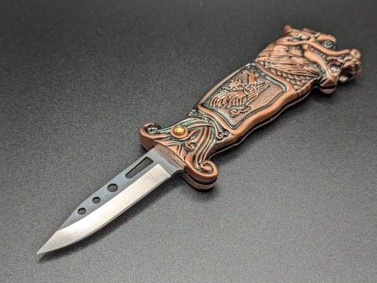 VINTAGE DRAGON TORCH LIGHTER SWITCHBLADE KNIFE CP